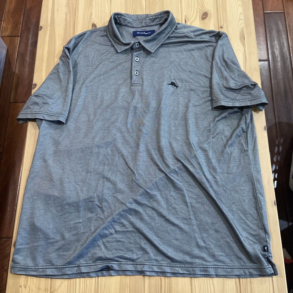 Tommy Bahama Mens Size 3XL Short Sleeve Polo Golf Collared Supima Cotton Gray